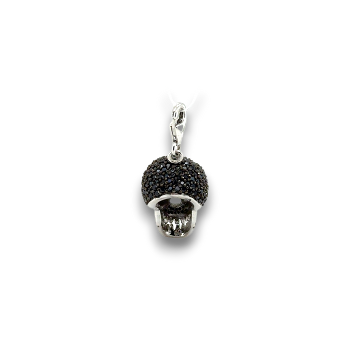 Sterling Silver Black CZ Skull Pendant