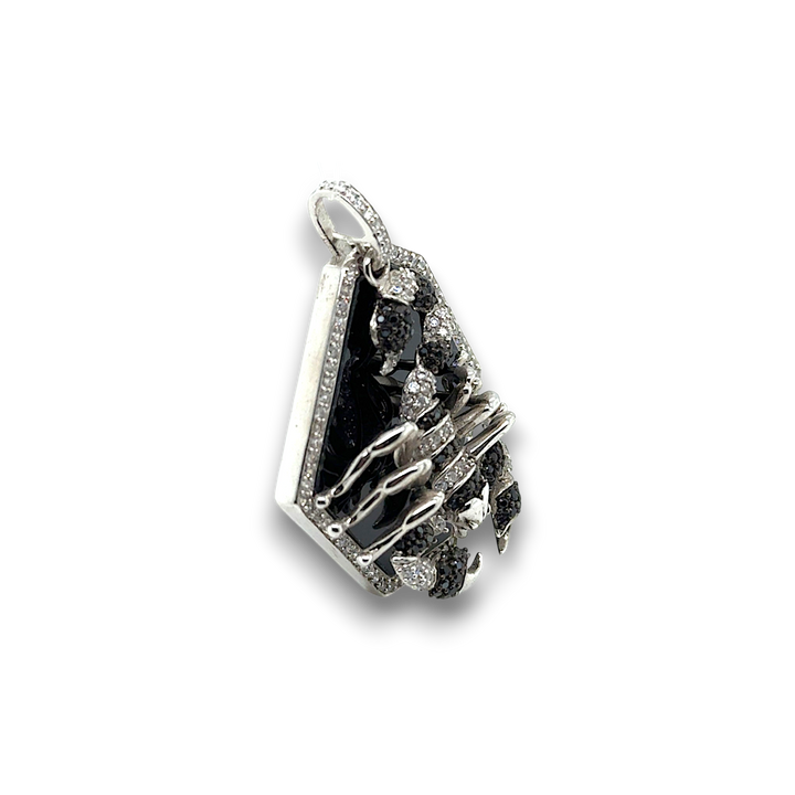 Sterling Silver Black Agate With Scorpion Pendant