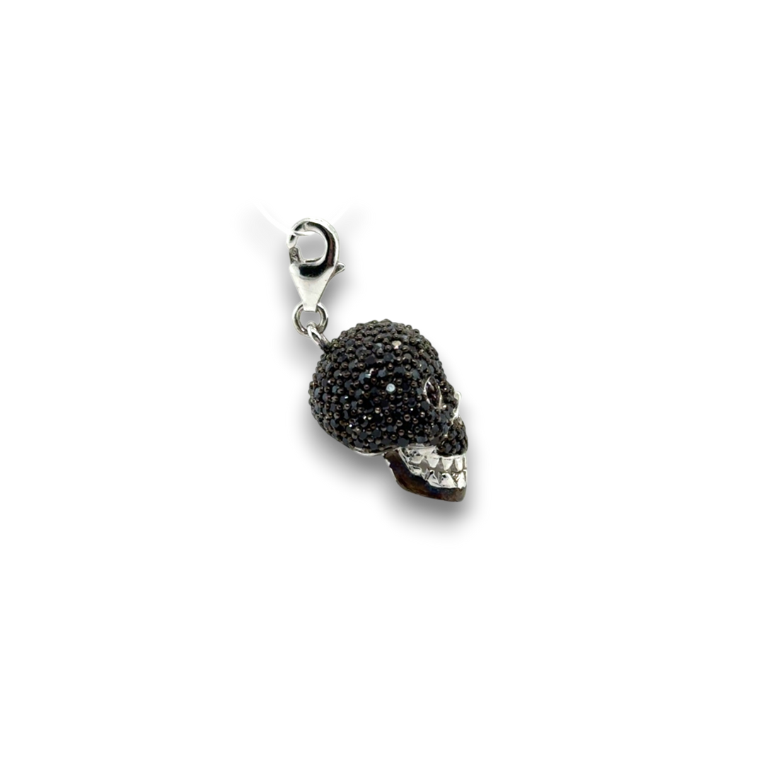 Sterling Silver Black CZ Skull Pendant