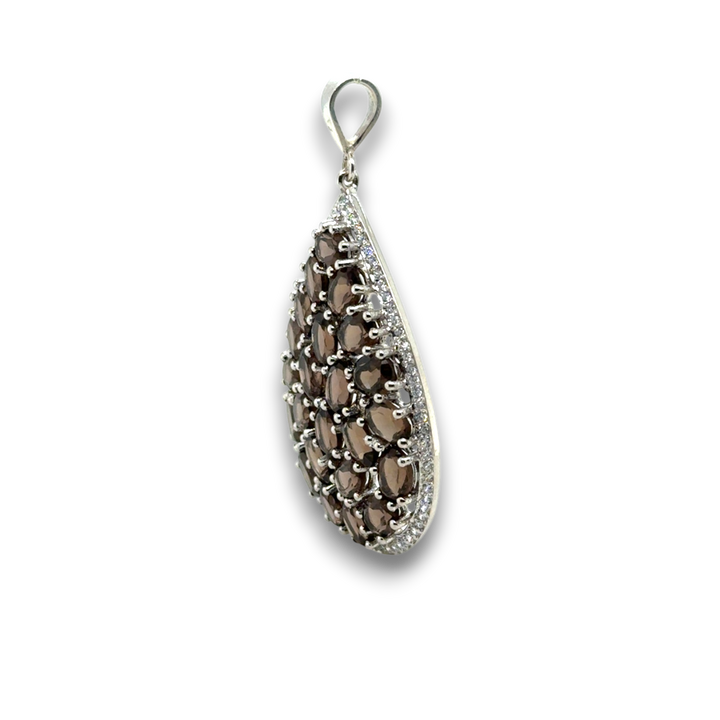 Sterling Silver Smokey Quartz Large Drop Pendant