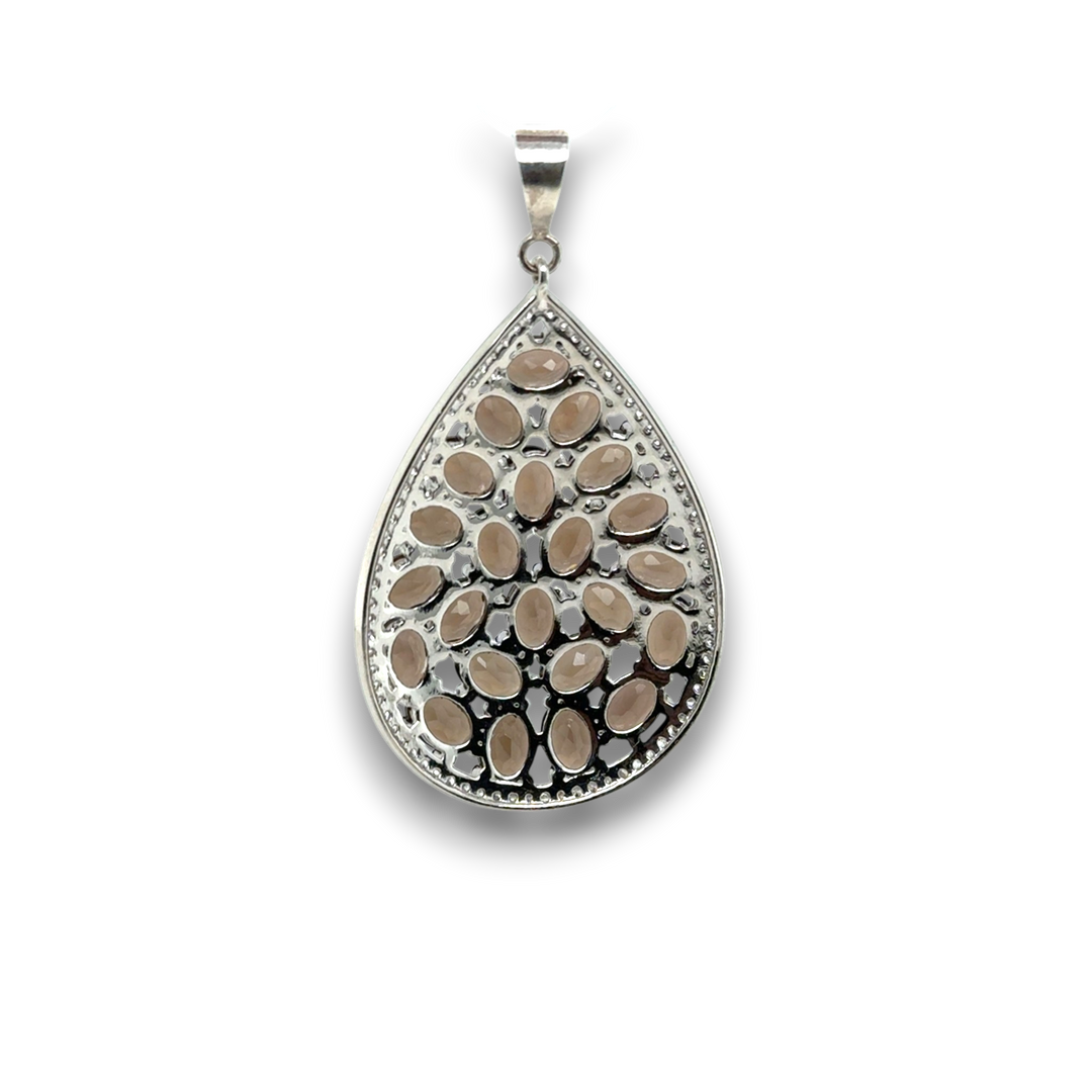 Sterling Silver Smokey Quartz Large Drop Pendant