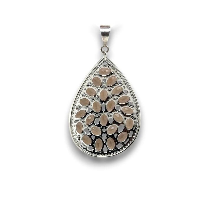 Sterling Silver Smokey Quartz Large Drop Pendant