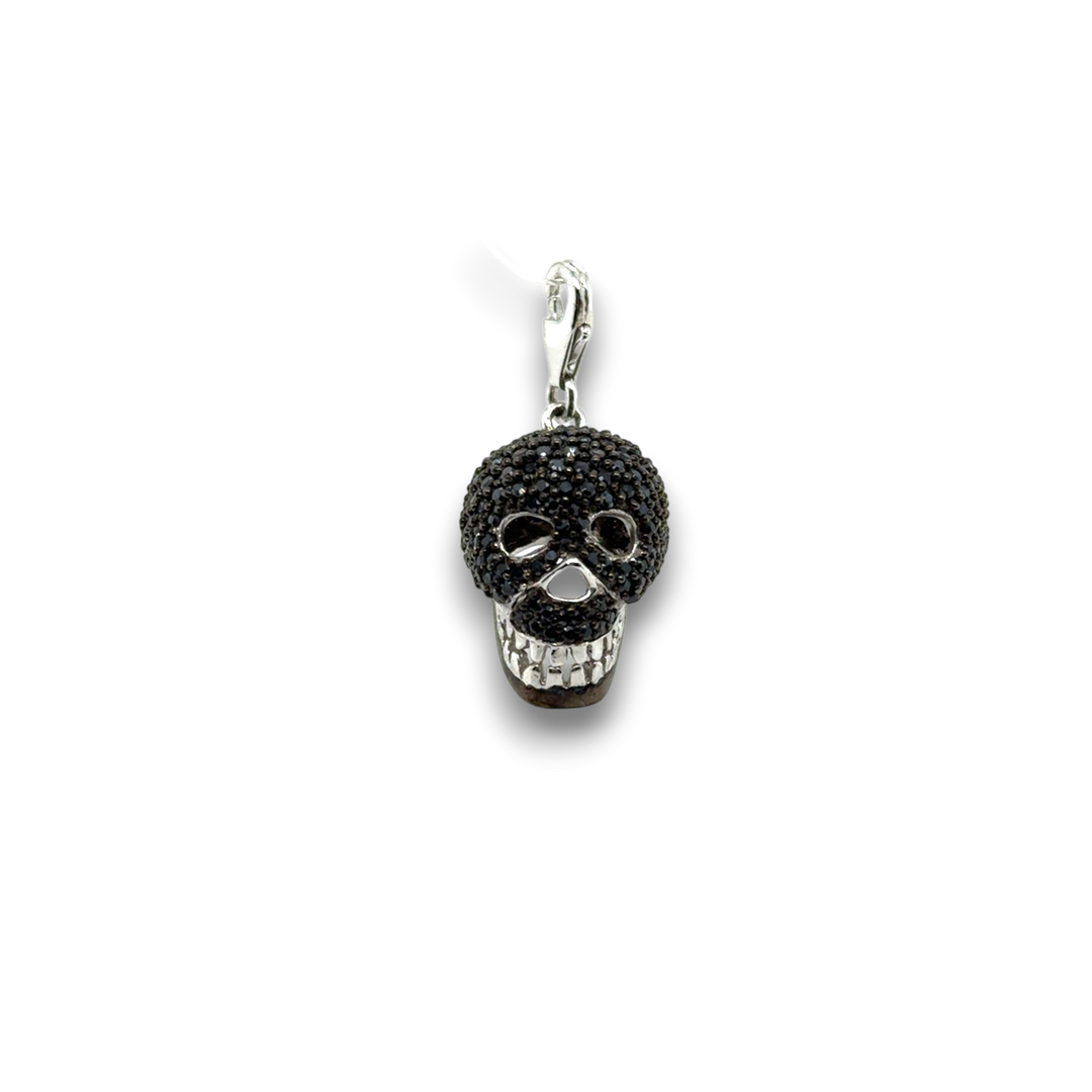 Sterling Silver Black CZ Skull Pendant