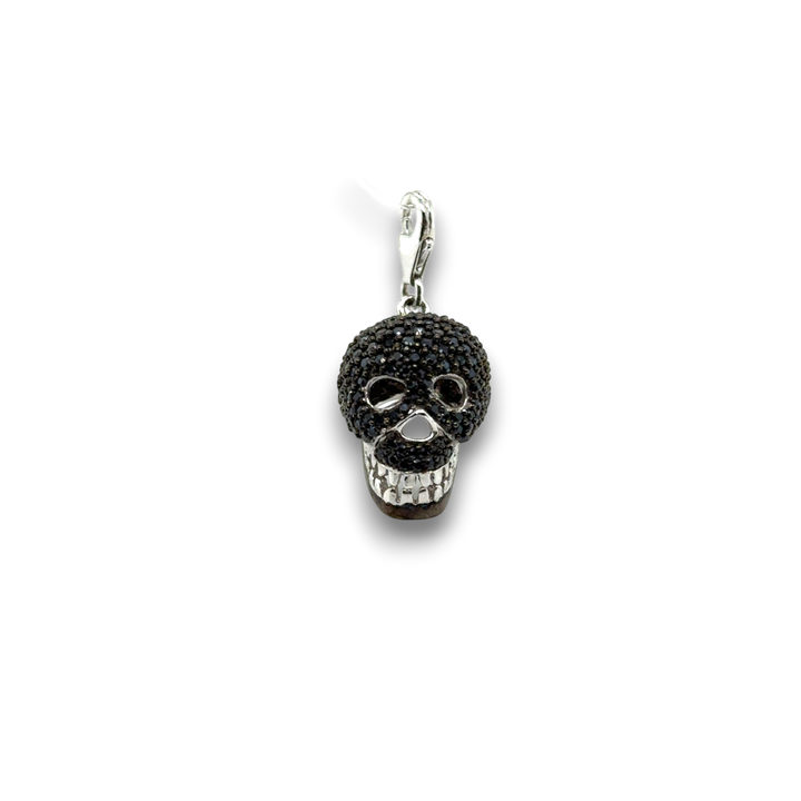 Sterling Silver Black CZ Skull Pendant