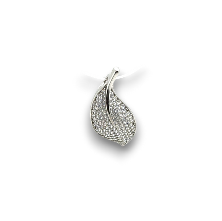 Sterling Silver CZ Leaf Pendant