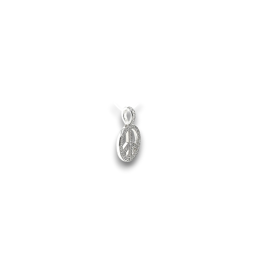 Sterling Silver CZ Peace Sign Pendant
