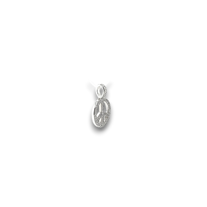 Sterling Silver CZ Peace Sign Pendant