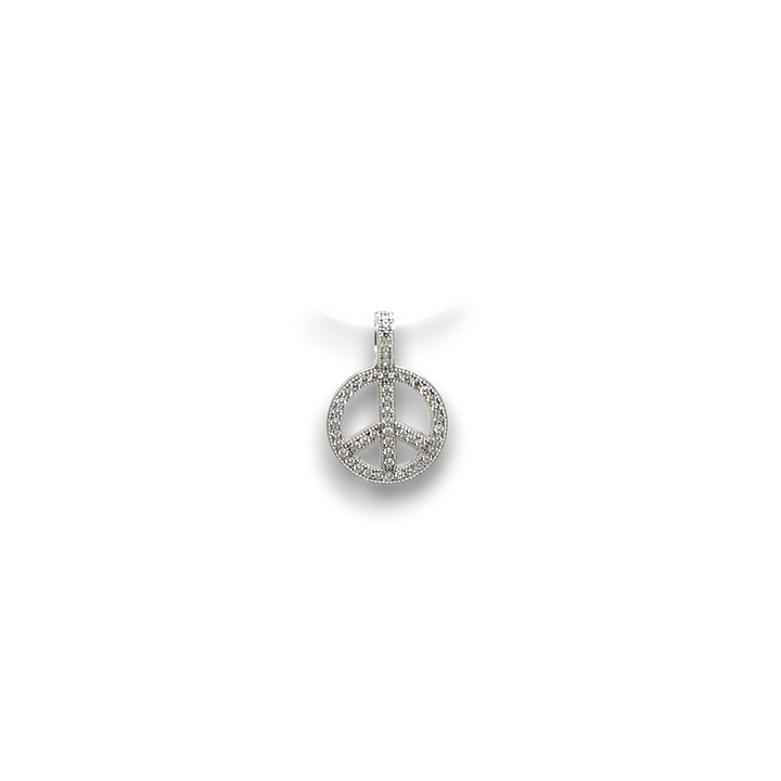Sterling Silver CZ Peace Sign Pendant