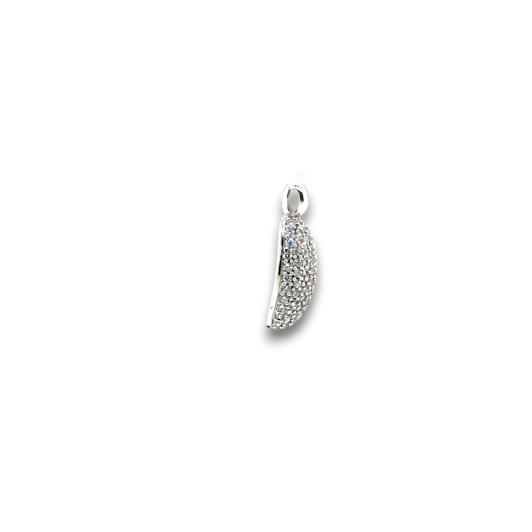 Sterling Silver CZ Pave Domed Oval Pendant