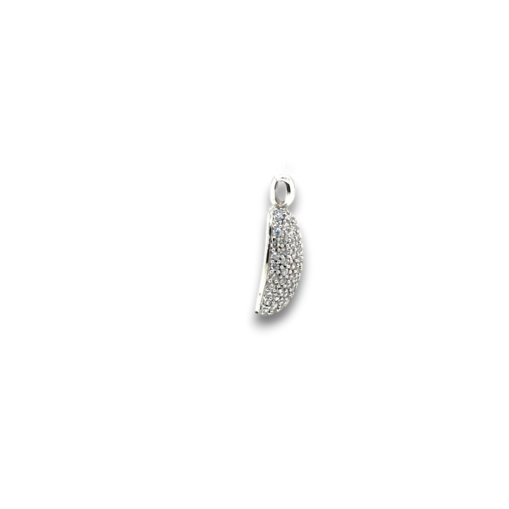 Sterling Silver CZ Pave Domed Oval Pendant
