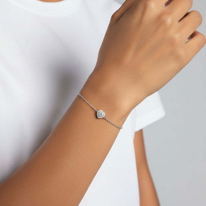Sterling Silver CZ Heart Bracelet