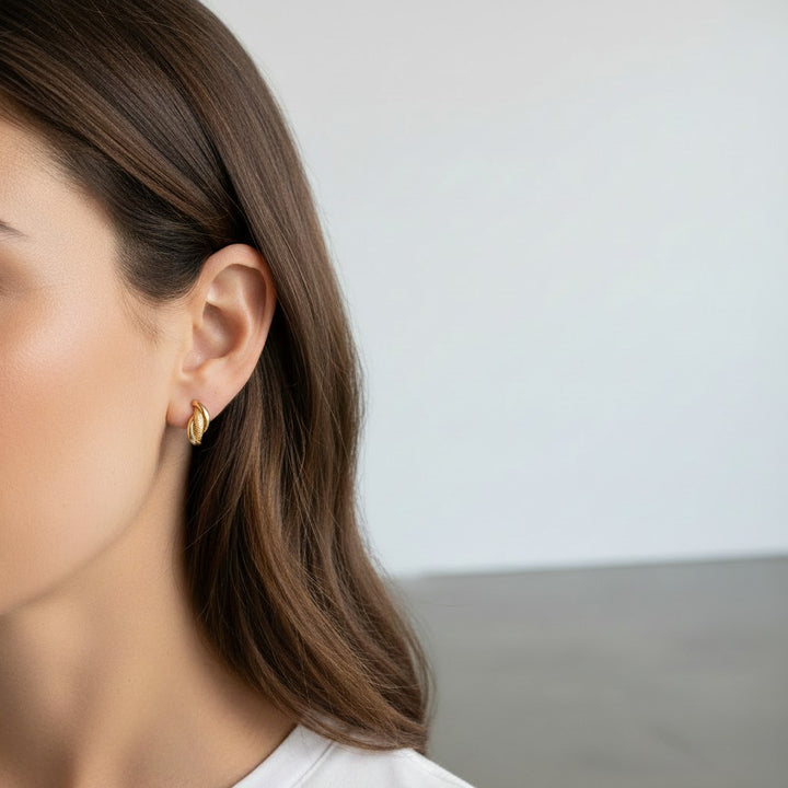 9ct Yellow Gold Braided Stud Earrings