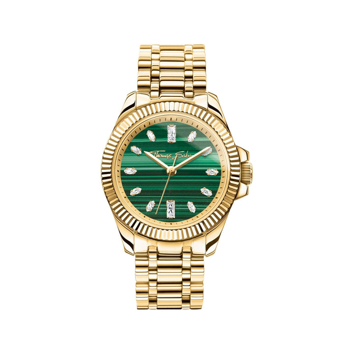 THOMAS SABO Ladies Green Malachite Divine Watch in Gold