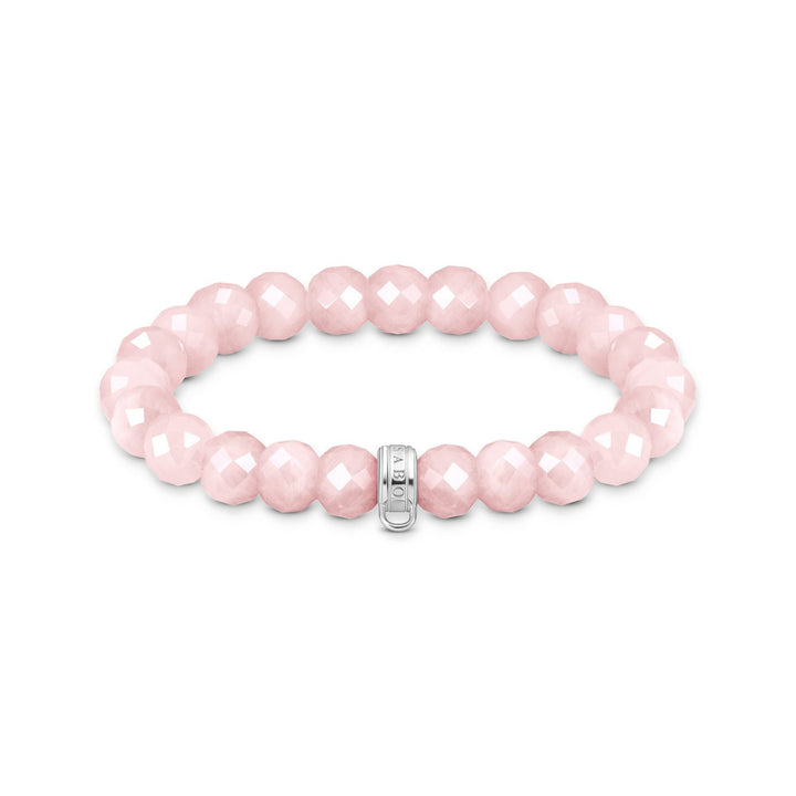 THOMAS SABO Charm bracelet with rose quartz beads oval