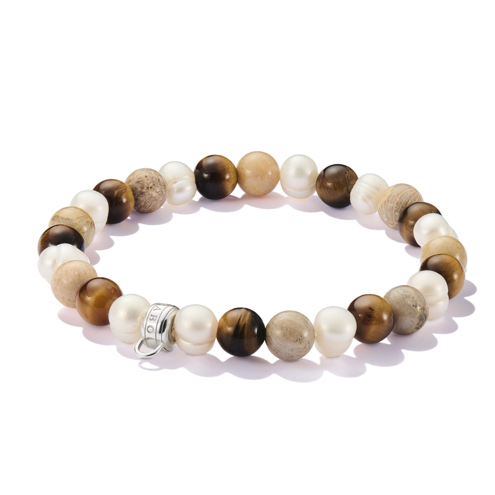THOMAS SABO Charm Bracelet with Jasper & Tiger's Eye Beads - B & S Lyncris Jewellers