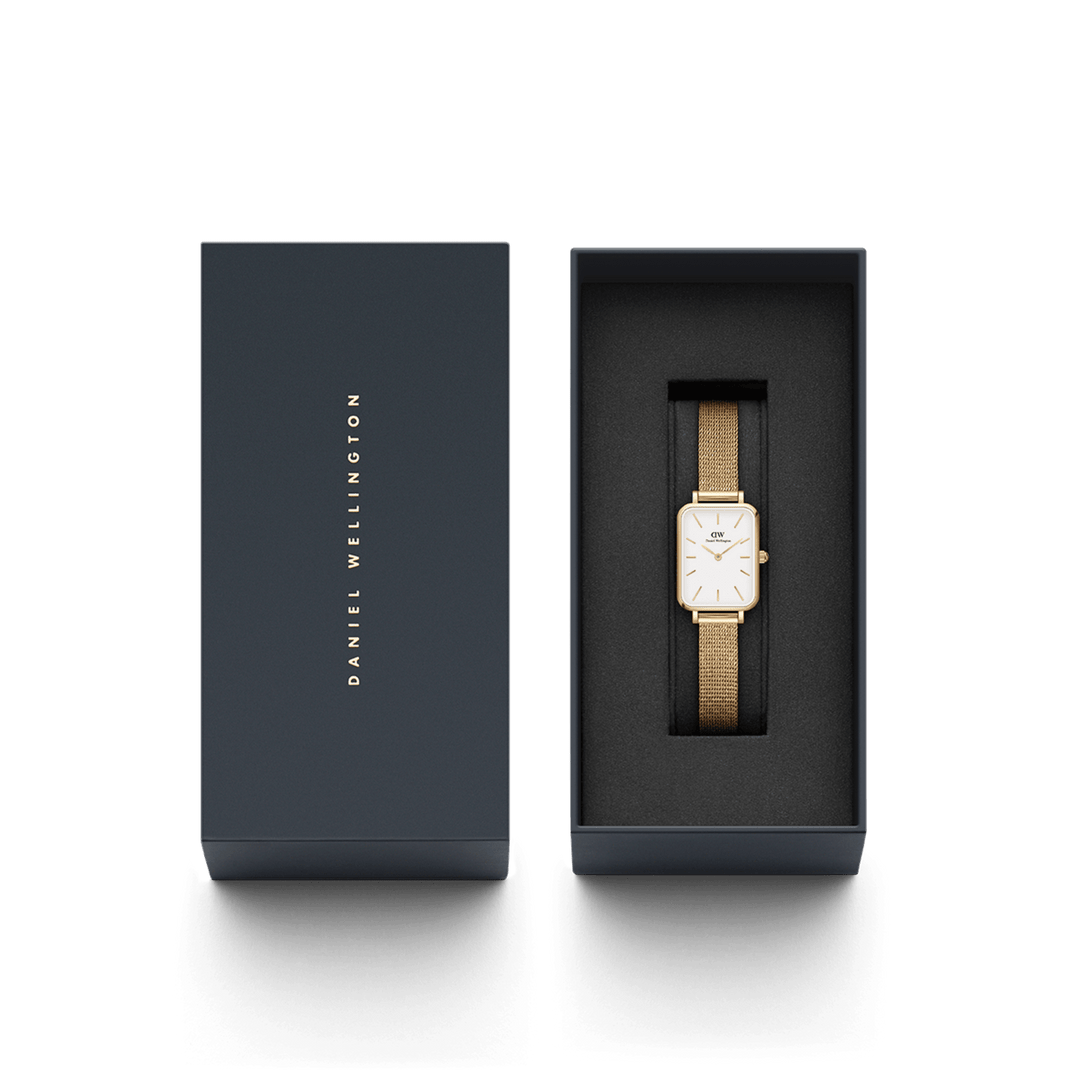 Daniel Wellington Quadro 20X26 Pressed Evergold Gold & White Watch