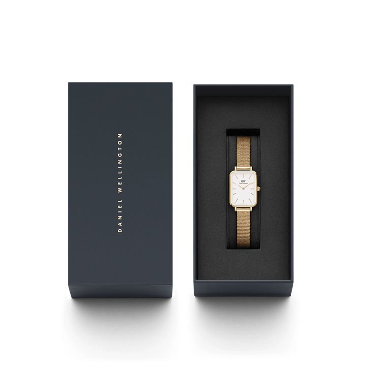 Daniel Wellington Quadro 20X26 Pressed Evergold Gold & White Watch