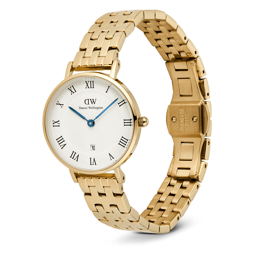 Daniel Wellington Petite Roman Numerals Date 5-link Gold