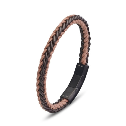 BLAZE Leather Stainless Steel Braided Bracelet Black & Brown
