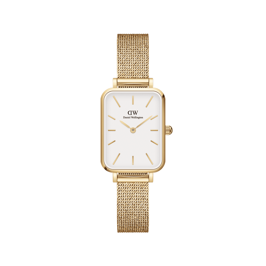Daniel Wellington Quadro 20X26 Pressed Evergold Gold & White Watch