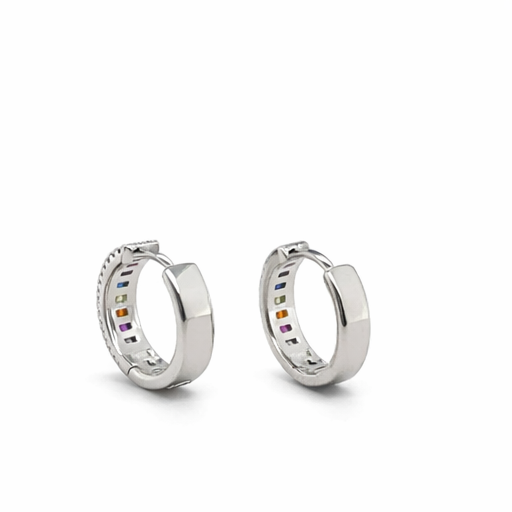 Sterling Silver Colourful CZ Huggie Hoop Earrings