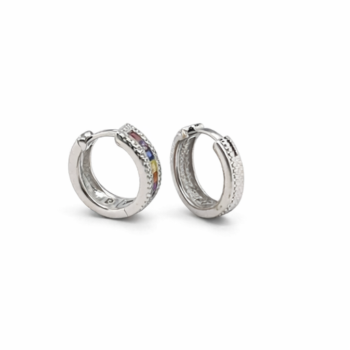 Sterling Silver Colourful CZ Huggie Hoop Earrings