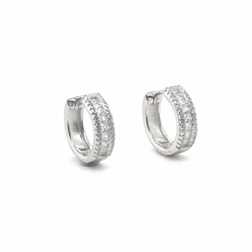 Sterling Silver CZ Huggie Hoop Earrings
