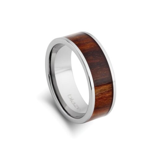 BLAZE Men's Tungsten Ring With Koa Wood Inlay