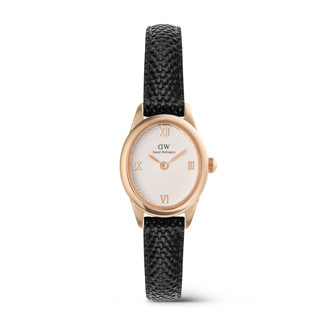 Daniel Wellington Ophelia Mini Black Lizard White GuillochÃ© Rose Gold
