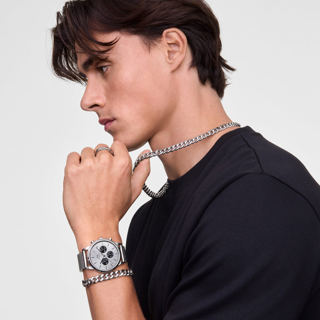 Daniel Wellington Ellipse Cuban Chain Bracelet Silver