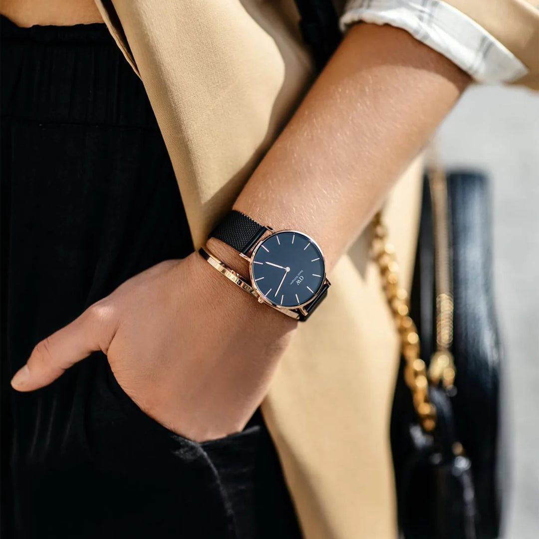 Daniel Wellington Petite 28 Ashfield Rose Gold & Black Watch