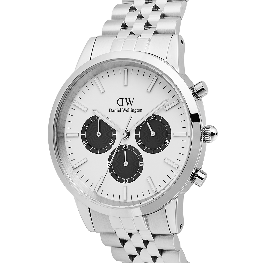 Daniel Wellington Iconic Chronograph Arch 5-Link Off- White Panda Silver