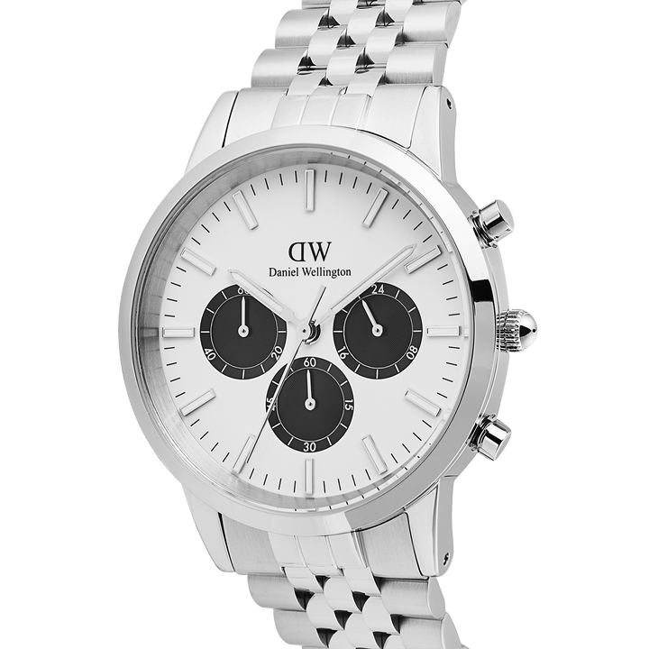 Daniel Wellington Iconic Chronograph Arch 5-Link Off- White Panda Silver
