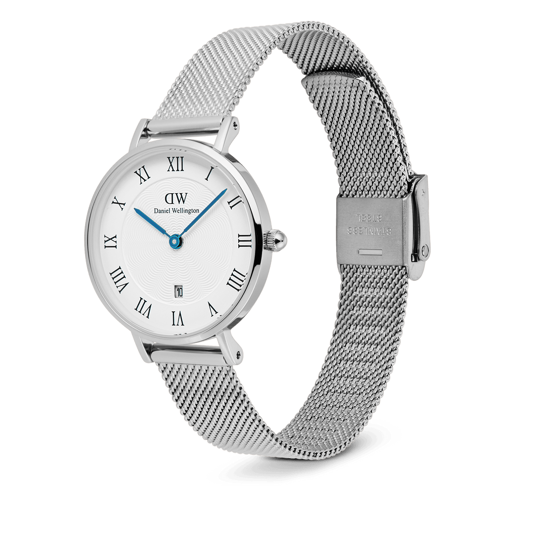 Daniel Wellington Petite Roman Numerals Date Silver