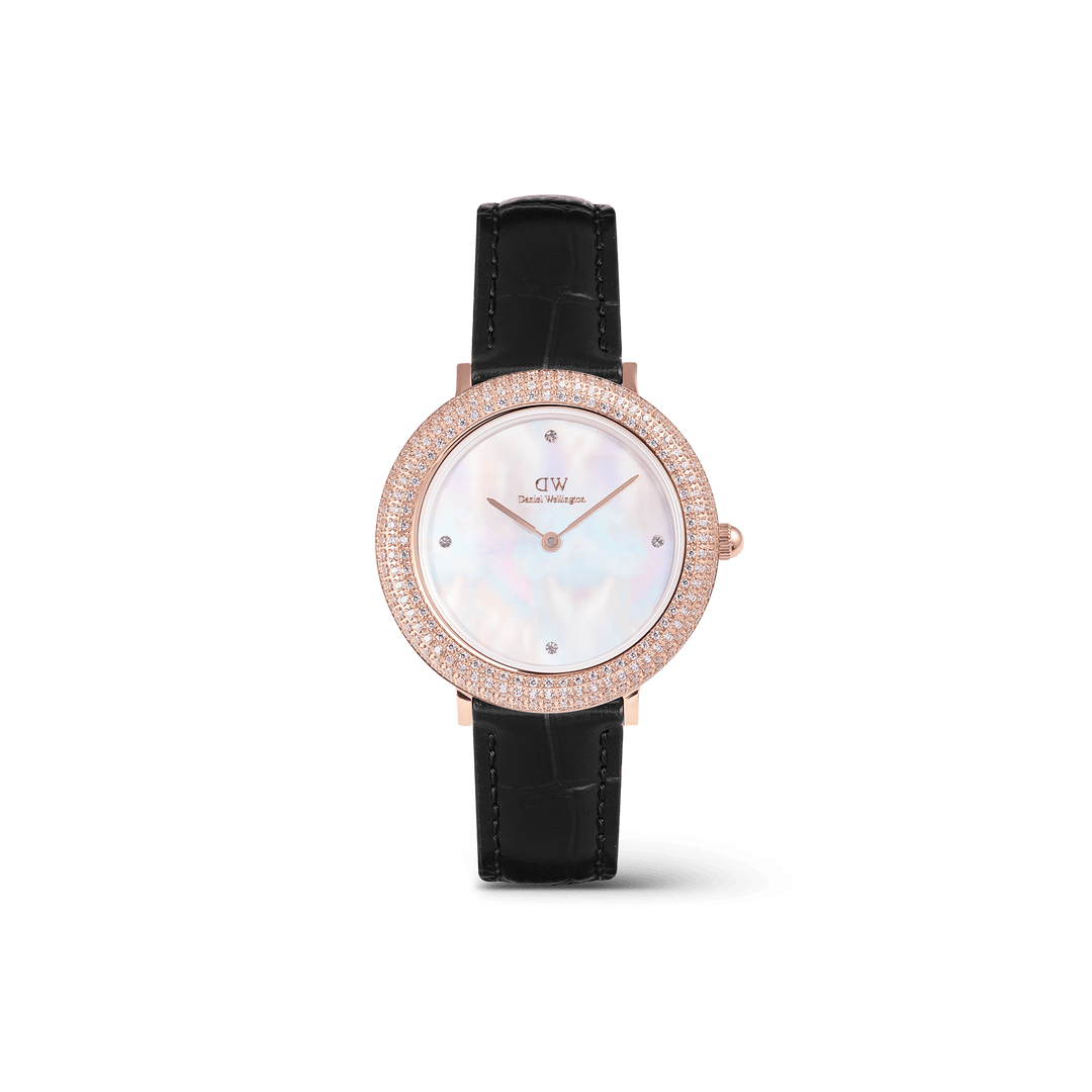 Daniel Wellington Crystalline Bezel Black Croc Rose Gold Watch