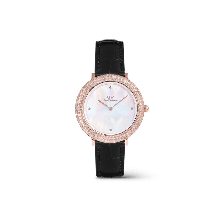 Daniel Wellington Crystalline Bezel Black Croc Rose Gold Watch