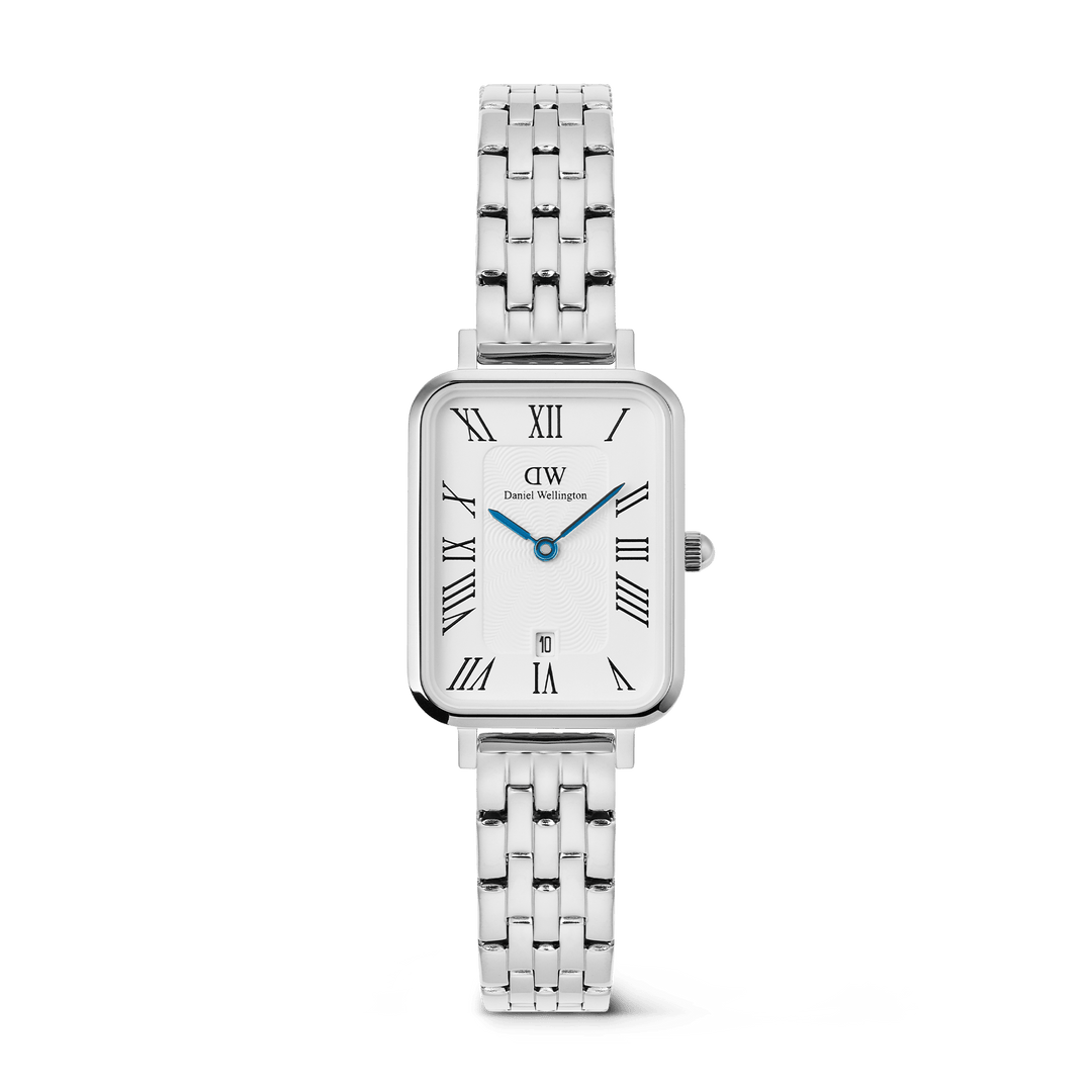 Daniel Wellington Quadro Roman Numerals Date 5-link Silver