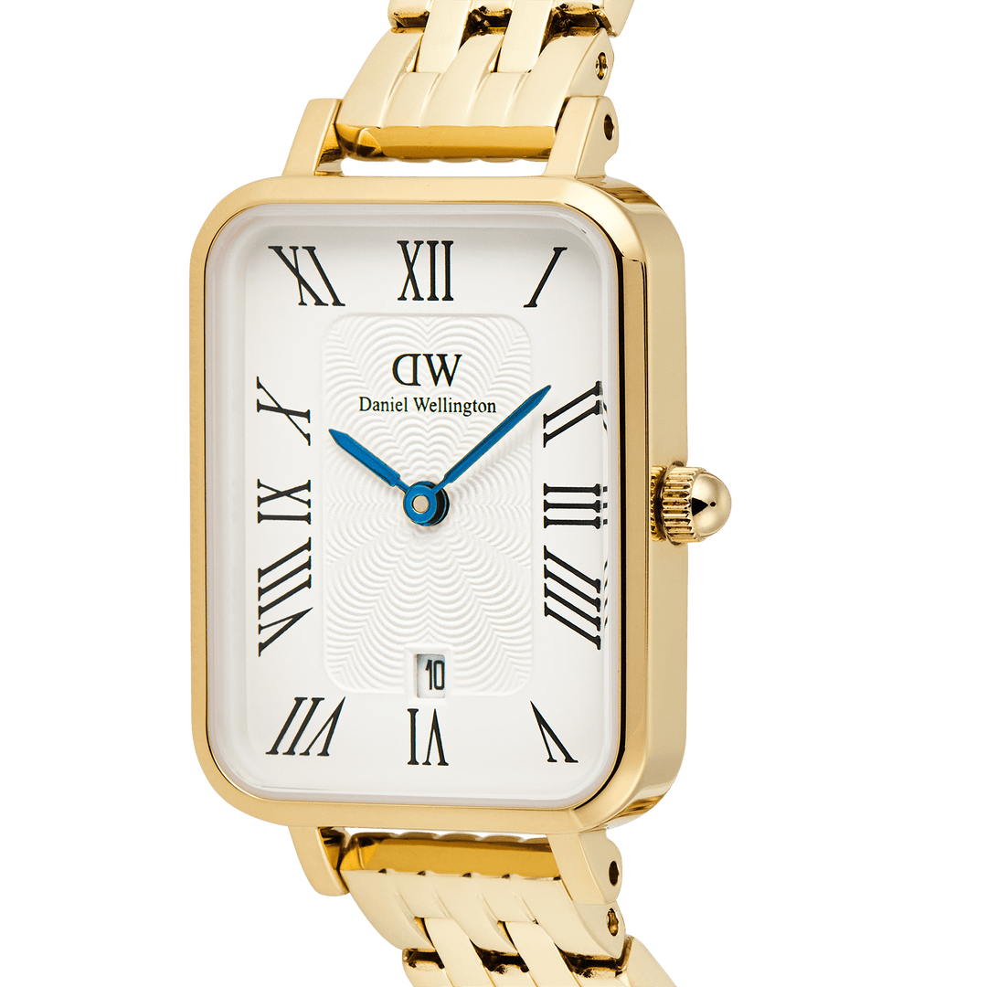 Daniel Wellington Quadro  Roman Numerals Date 5-link Gold