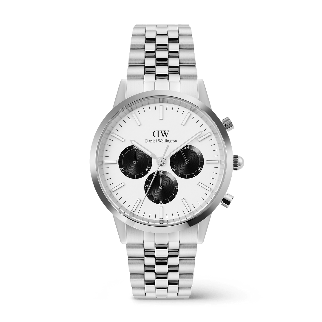 Daniel Wellington Iconic Chronograph Arch 5-Link Off- White Panda Silver