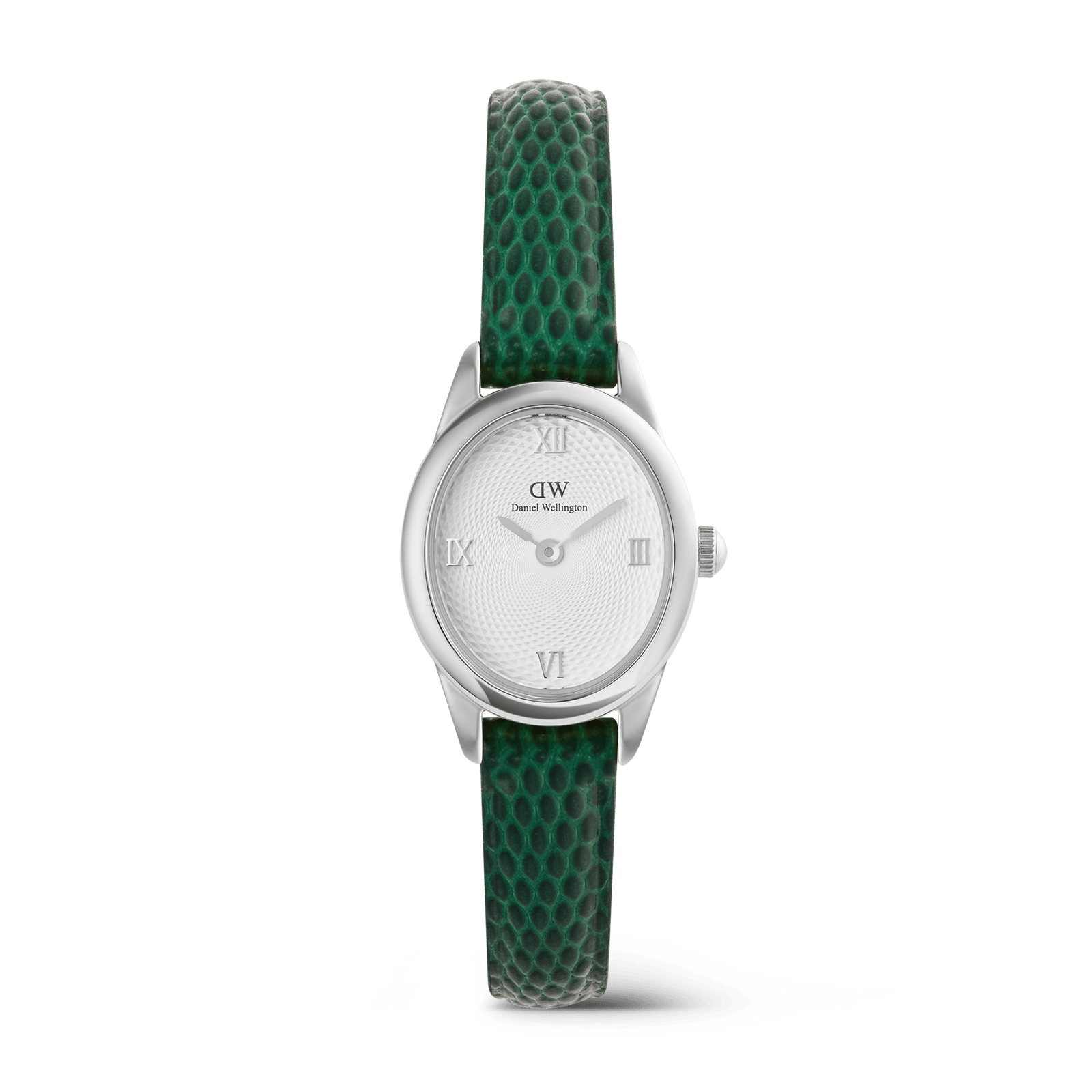 Daniel Wellington Ophelia Mini Green Lizard White GuillochÃ© Silver - B & S Lyncris Jewellers