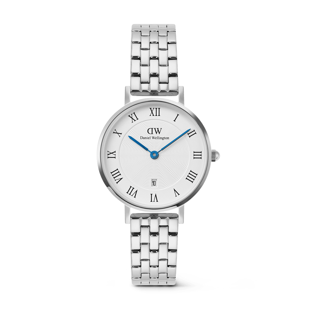 Daniel Wellington Petite Roman Numerals Date 5-link  Silver
