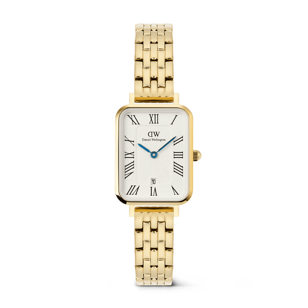 Daniel Wellington Quadro  Roman Numerals Date 5-link Gold
