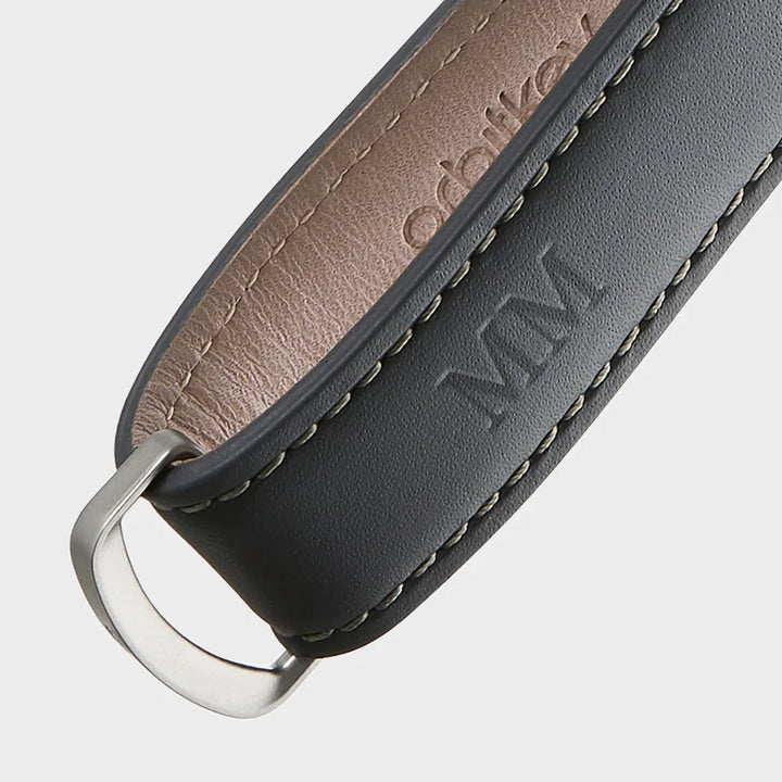 ORBITKEY Key Organiser Leather Charcoal Grey Stitching
