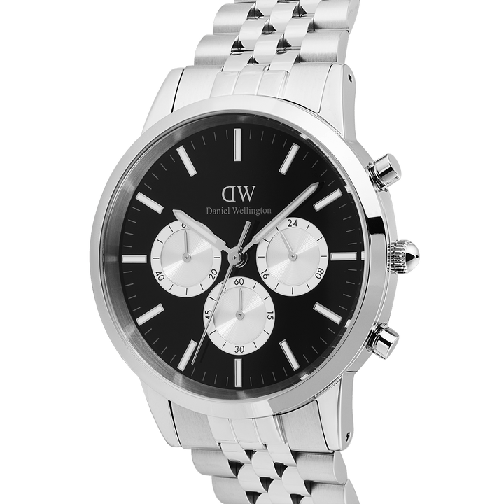 Daniel Wellington Iconic Chronograph Arch 5-Link Onyx Panda Silver