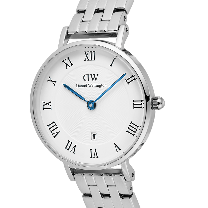 Daniel Wellington Petite Roman Numerals Date 5-link  Silver