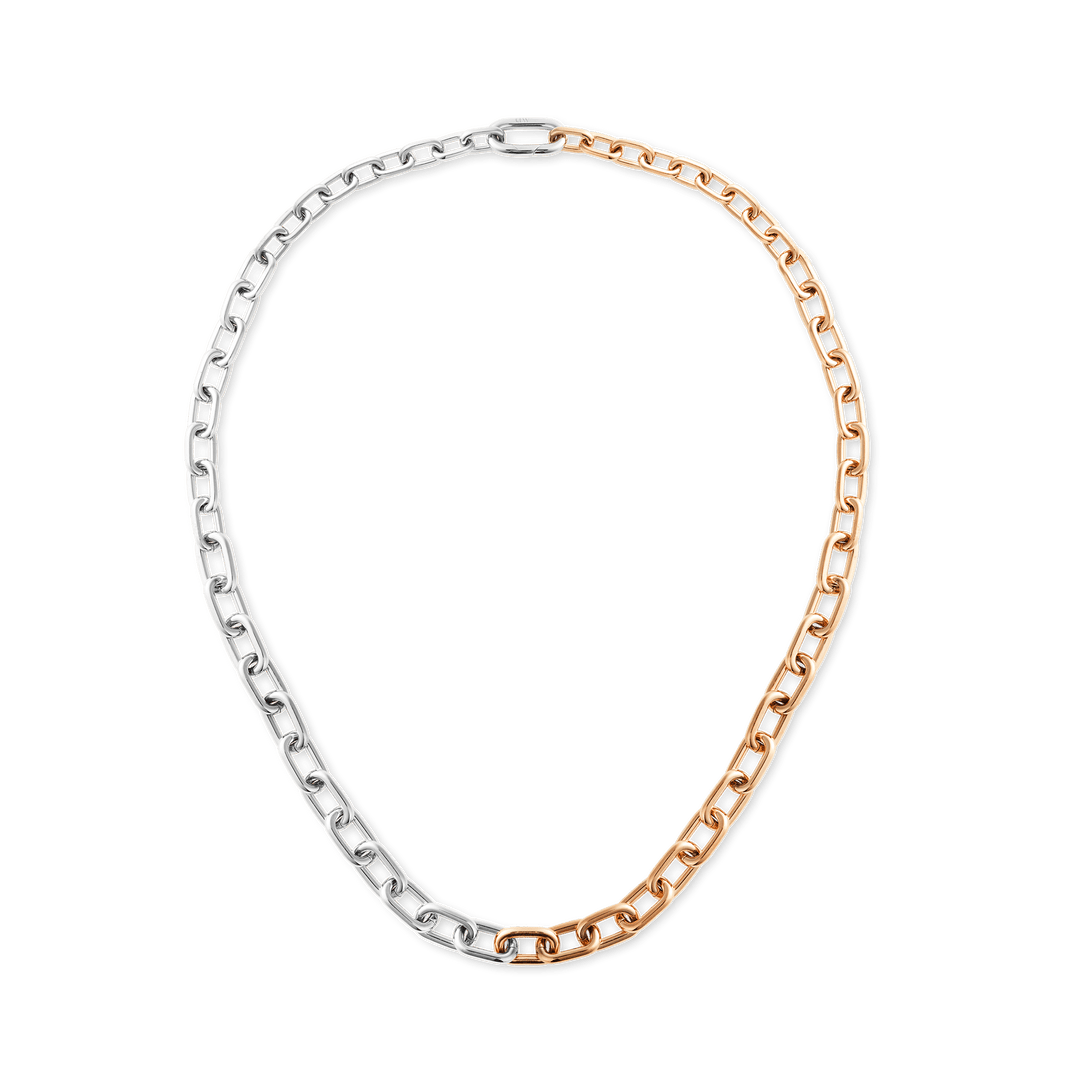 Daniel Wellington Contrast Link Necklace Two Tone Rose Gold