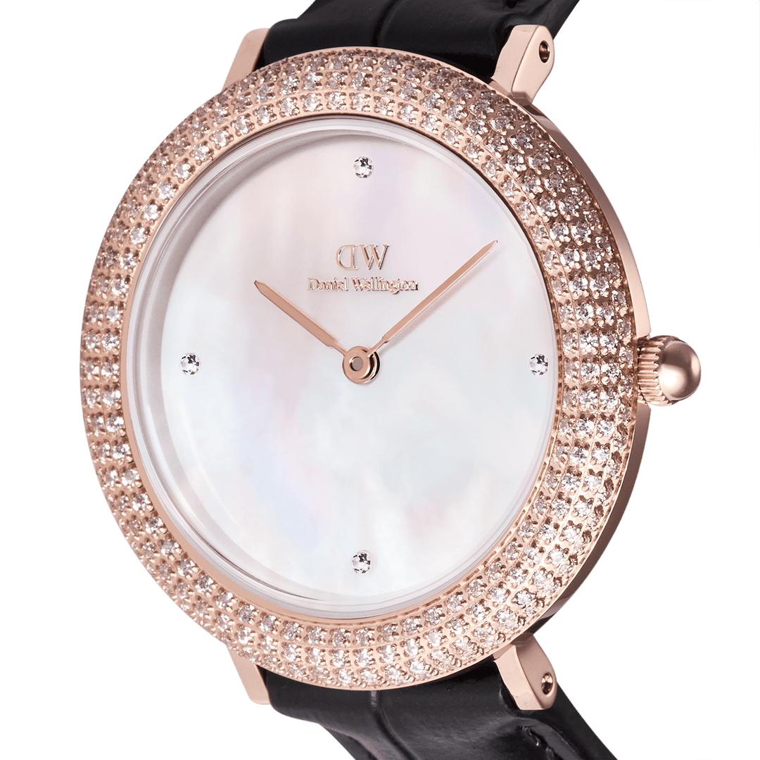 Daniel Wellington Crystalline Bezel Black Croc Rose Gold Watch