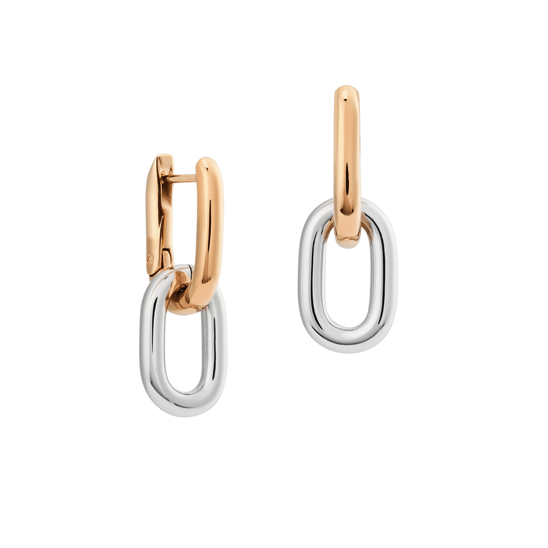 Daniel Wellington Contrast Link Earrings Two Tone Rose Gold