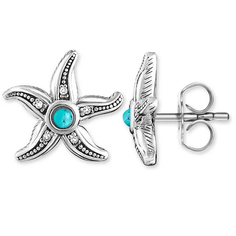 Thomas Sabo Turquoise &amp; Diamond Starfish Stud Earrings