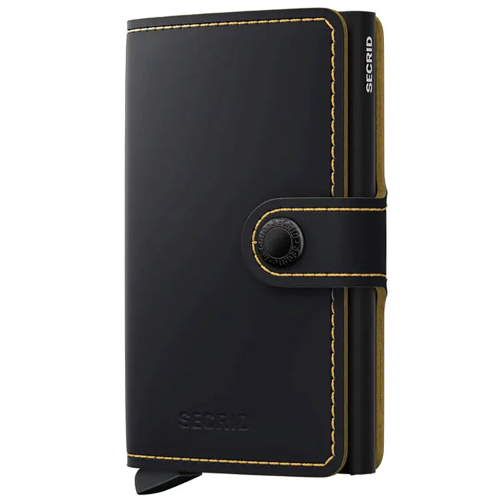 SECRID Miniwallet Matte Black & Ochre Leather RFID Wallet SC4840